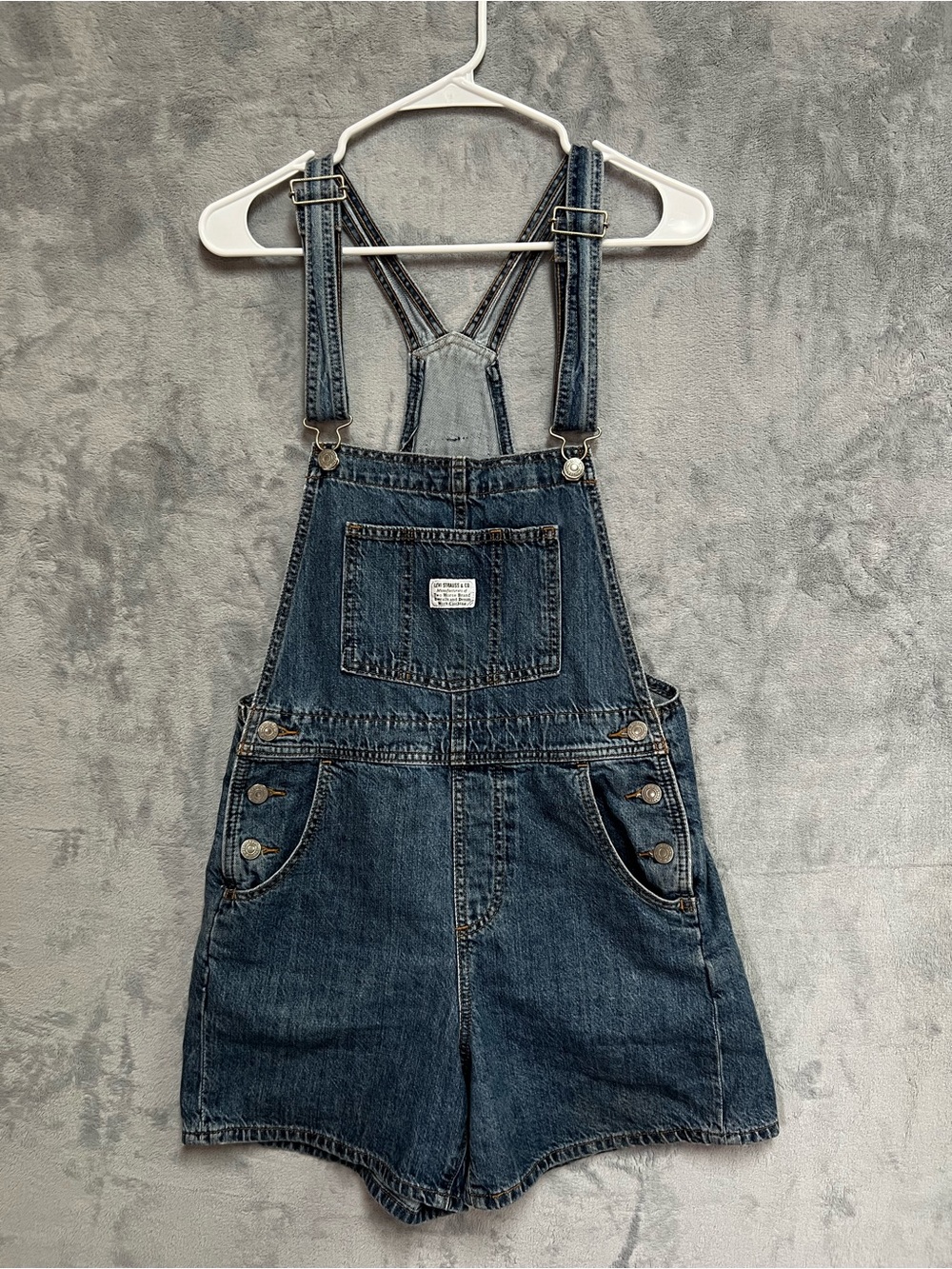 Levi's Shortalls Womens XS Denim Blue Overalls Short two horse brand retro
